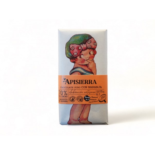 Chocolate artesano NARANJA Tableta 115 gramos