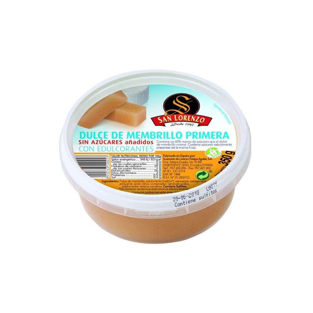 Dulce Membrillo 1ª calidad Sin azúcar Tarrina 350 gr