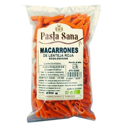 Macarrones Lentejas Rojas Paquete 250 gr