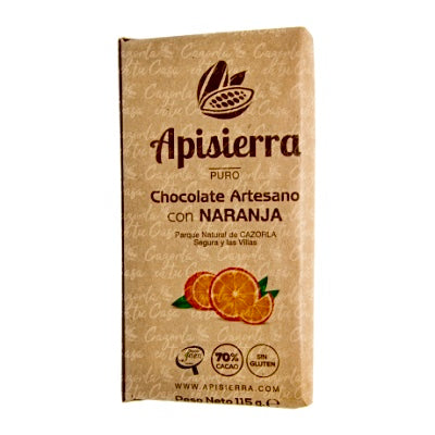 Chocolate artesano NARANJA Tableta 115 gramos