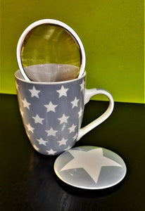 Taza Infusionera Filtro Tapa Cerámica Estrellas