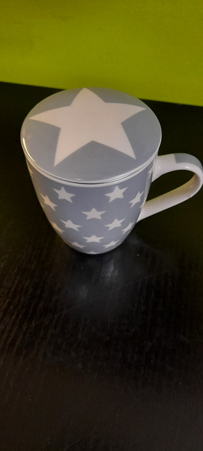 Taza Infusionera Filtro Tapa Cerámica Estrellas