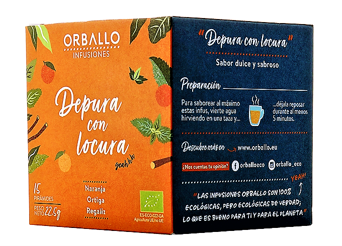 Infusión Eco Compostable NARANJA y ORTIGA  Caja 15 pirámides