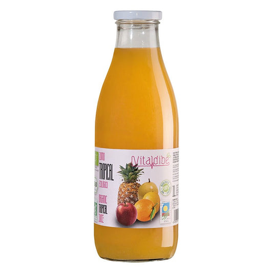 Zumo Tropical Bio Sin azúcar Botella cristal 1L